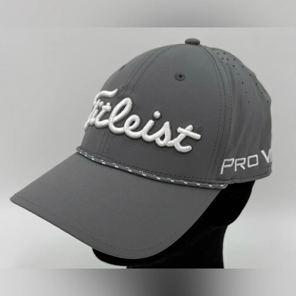 Titleist Golf Tour Breezer FJ ProV1 Adjustable Hat in Charcoal Grey w White NWOT